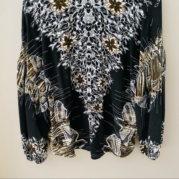 Free People Birds of a Feather Floral Blouse Black Sz Small - Picture 8 of 9